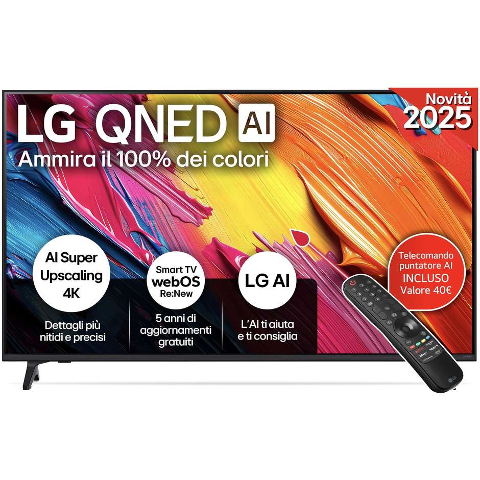 LG 55QNED70A6A TV QNED 55'' 4K Ultra HD Smart TV Wi-Fi Classe G Colore Nero