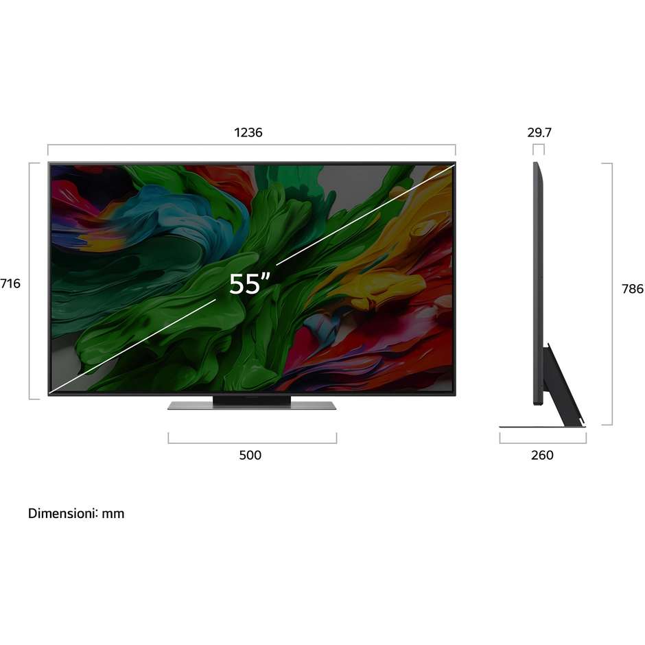 Lg 55QNED86A6A.API Smart TV LED 55" 4K Ultra HD Wi-Fi DVB-T2 Classe E Nero