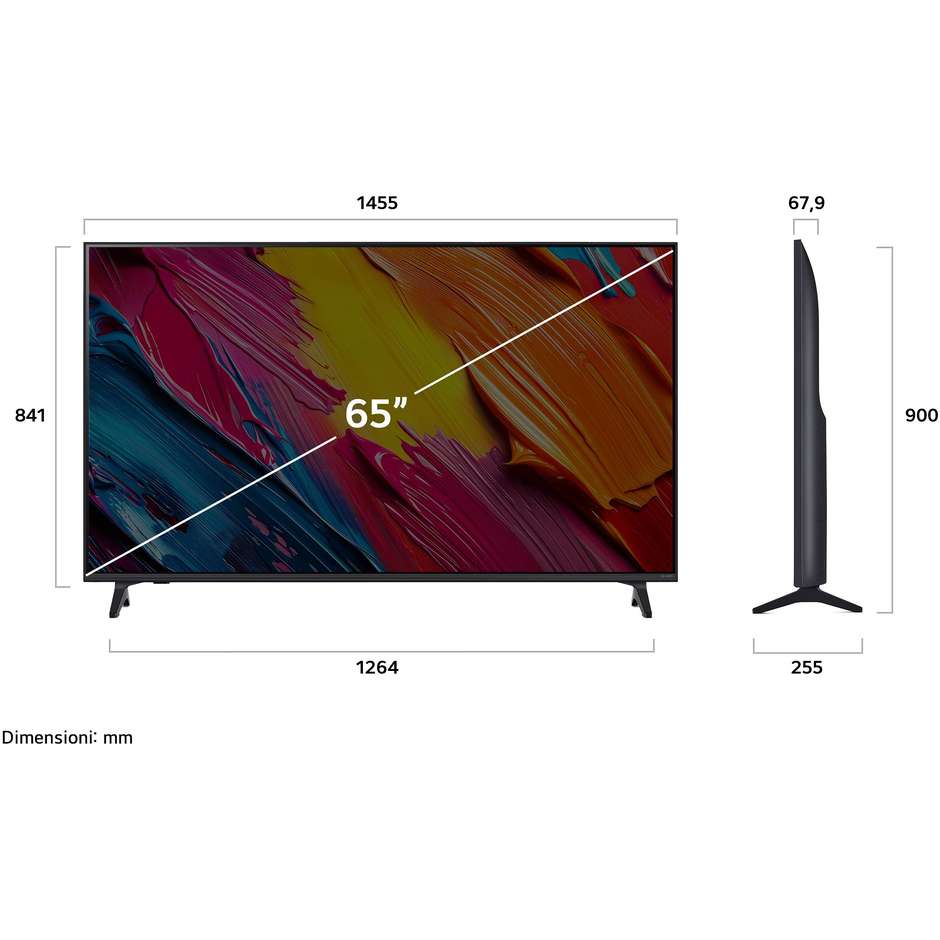 LG 65QNED70A6A TV QNED 65'' 4K Ultra HD Smart TV Wi-Fi Classe F Colore Nero