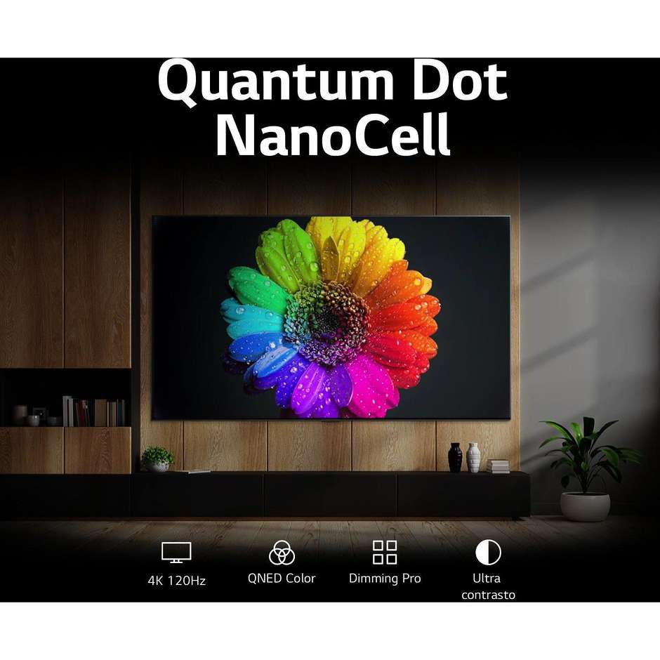 LG 65QNED826R TV 65" QNED 4K Ultra HD Smart TV Wi-Fi Classe E Colore Nero