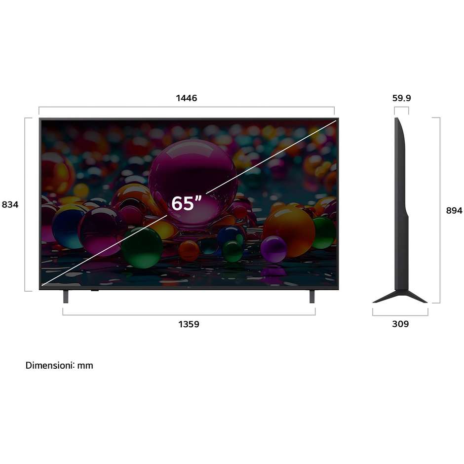 LG 65UA75006LA TV LED 65" 4K Ultra HD Smart TV Wi-Fi Classe F Colore Nero