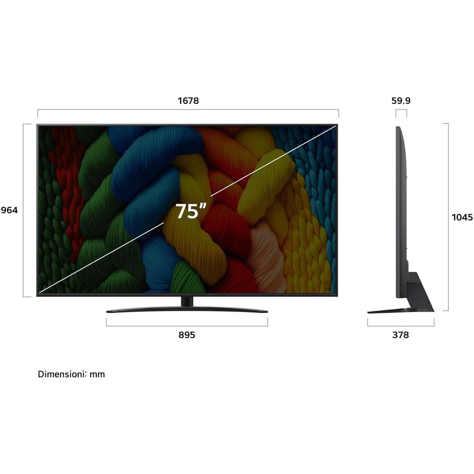 LG 75NANO81A6A.API Smart TV 75" NanoCell 4K Ultra HD webOS Colore Black