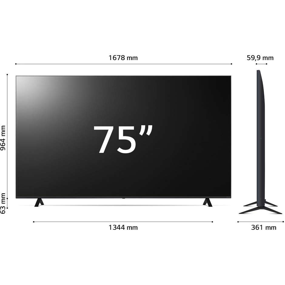 LG 75NANO82T6B Tv NanoCell 75" 4K Ultra HD Smart Tv  Wi-Fi Classe G Colore Nero