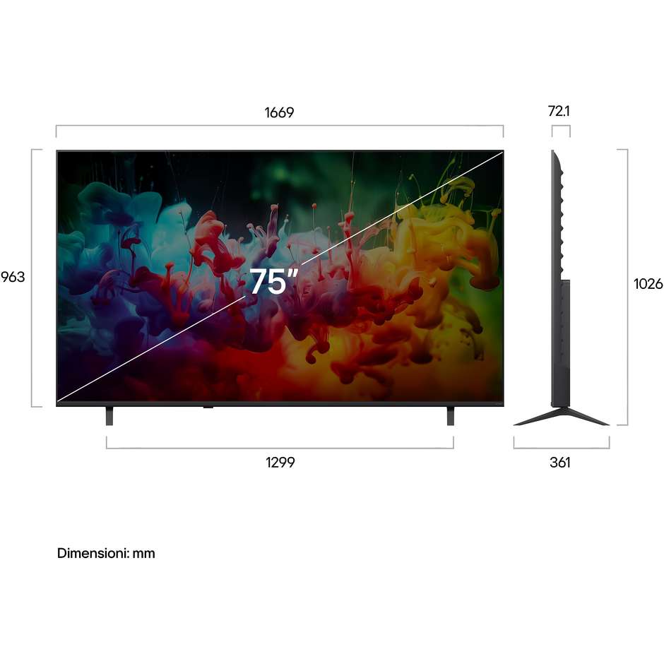 LG 75QNED70B6A TV QNED MiniLED 75" 4K HDR Nero