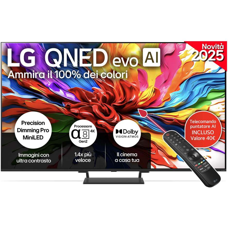 LG 75QNED93A6A TV QNED evo 75'' 4K Ultra HD Smart TV Wi-Fi Classe G Colore Nero