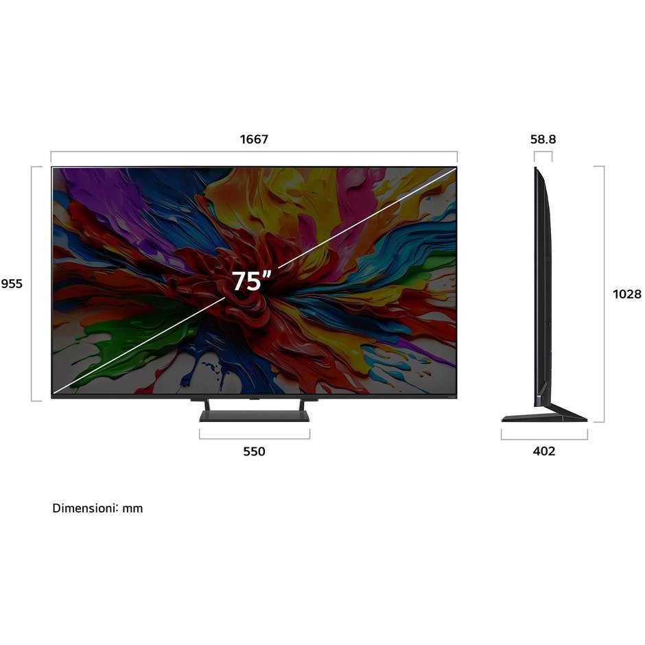 LG 75QNED93A6A TV QNED evo 75'' 4K Ultra HD Smart TV Wi-Fi Classe G Colore Nero