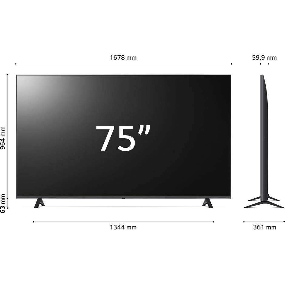 LG 75UR78006L Smart TV 75" 4K UHD LED webOS 23 DVB-T2/S2 Nero