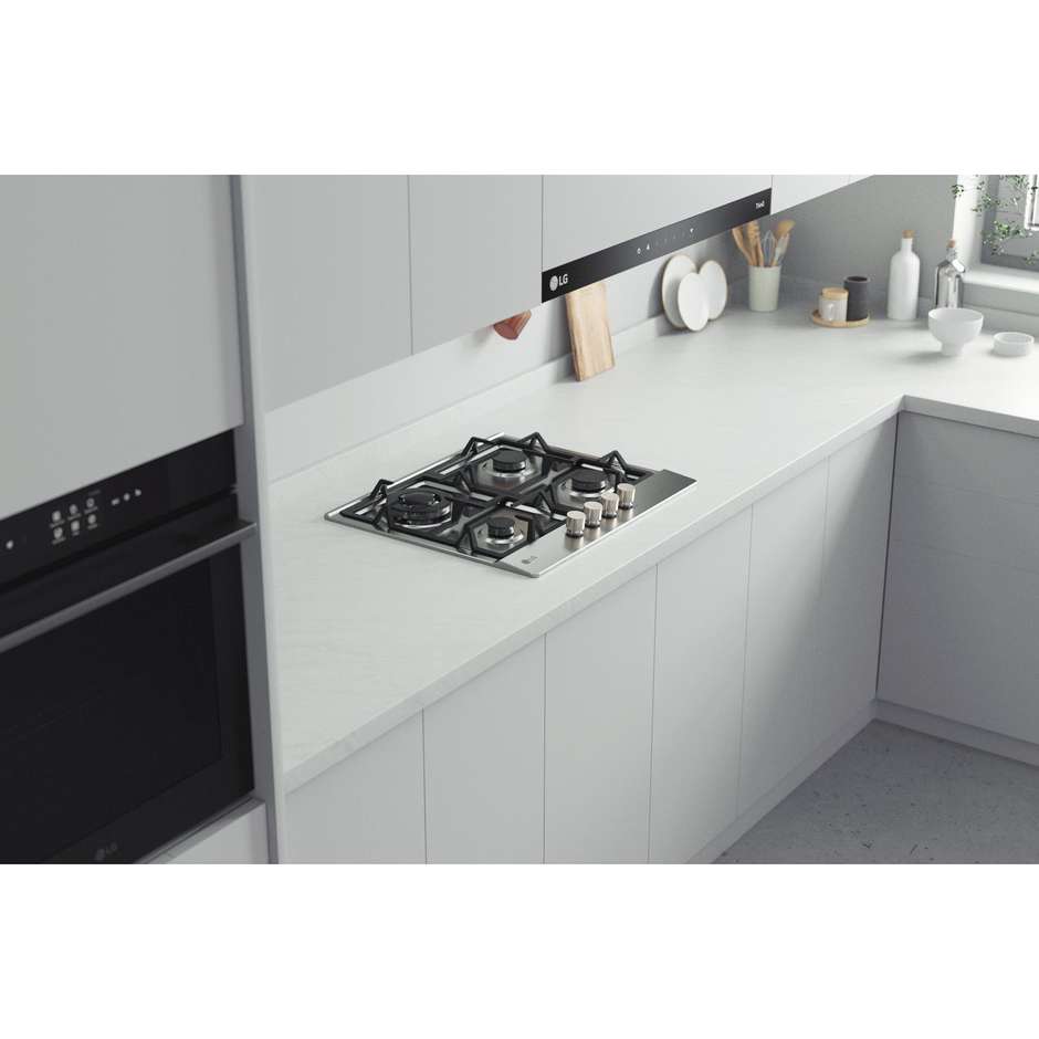 LG CBGZ2414S Piano cottura a gas da incasso 60cm 4 Fornelli Colore Acciaio inox