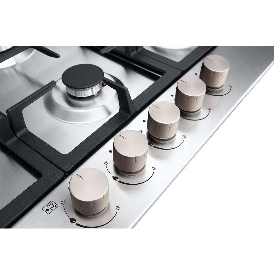 LG CBGZ3016S Piano Cottura a Gas 75 cm 5 Fuochi Griglie in Ghisa Acciaio Inox