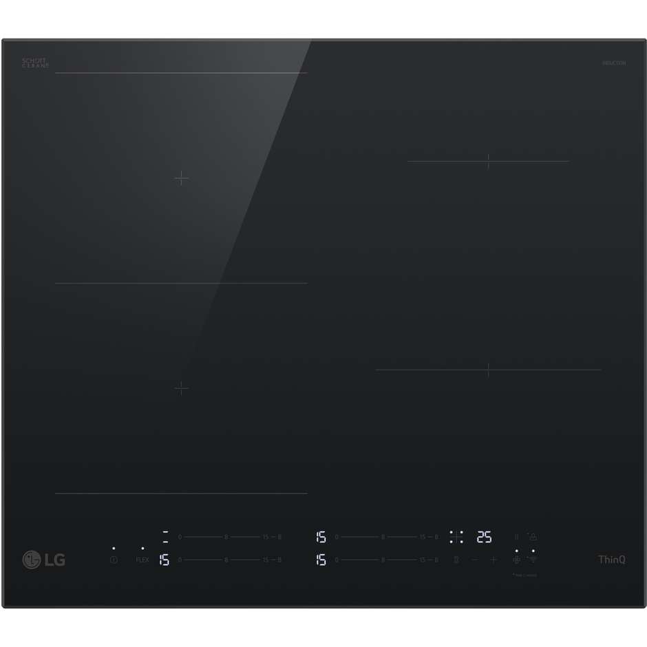 LG CBIZ2435B Piano Cottura a Induzione 60 cm 4 Zone con Turbo Booster Touch Slider 7400W Vetroceramica Nero