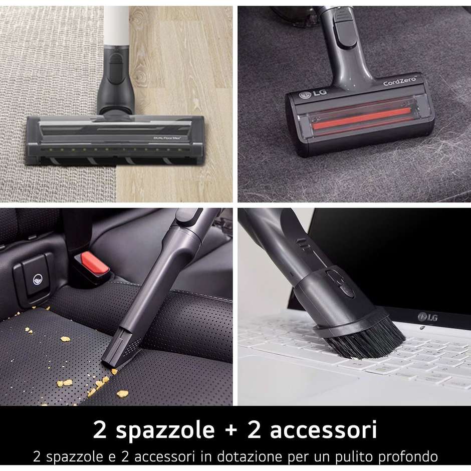 LG Cord Zero All-in-One A9T Aspirapolvere senza filo Potenza 260 W Auto-svuotamento + Accessori Wi-Fi
