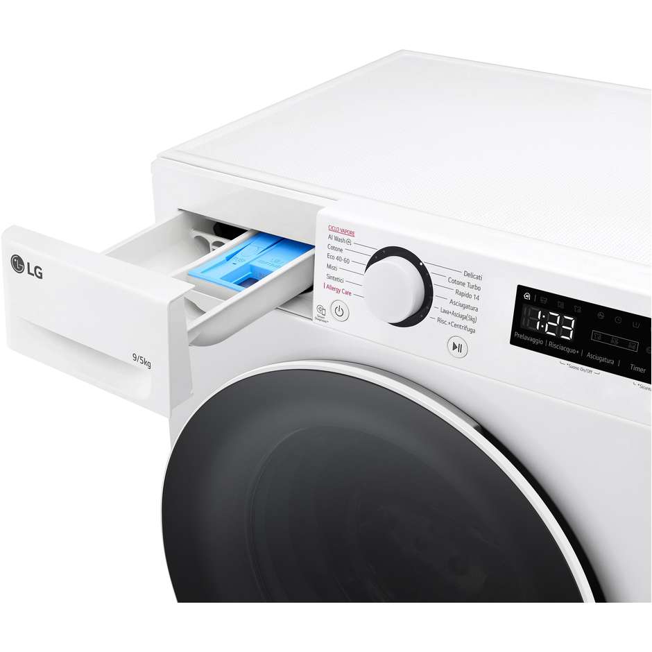 Lg D2R5S09TSWW Lavasciuga 9+5 kg 1160 Giri/min Classe E Nero