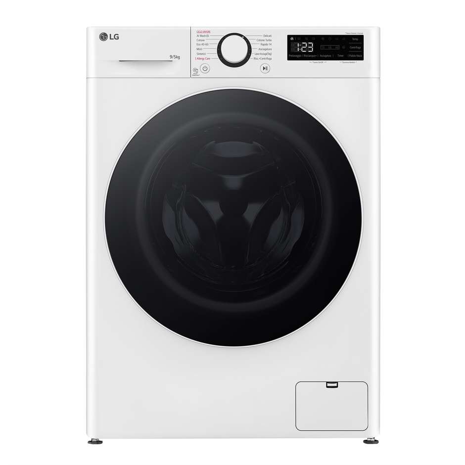 LG D2R5S09TSWW Lavasciuga Carica Frontale 9/5 kg 1160 Giri/min Motore Inverter Vapore Classe A