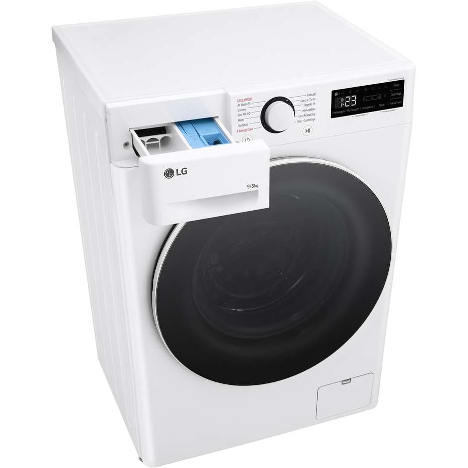 LG D2R5S09TSWW Lavasciuga Carica Frontale 9/5 kg 1160 Giri/min Motore Inverter Vapore Classe A