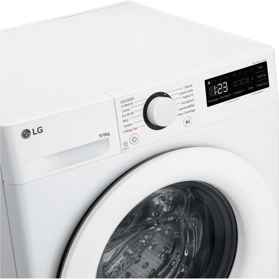 LG D4R3009NSWW Lavasciuga Carica Frontale 9+6 Kg 1400 Giri/min Classe D Colore Bianco