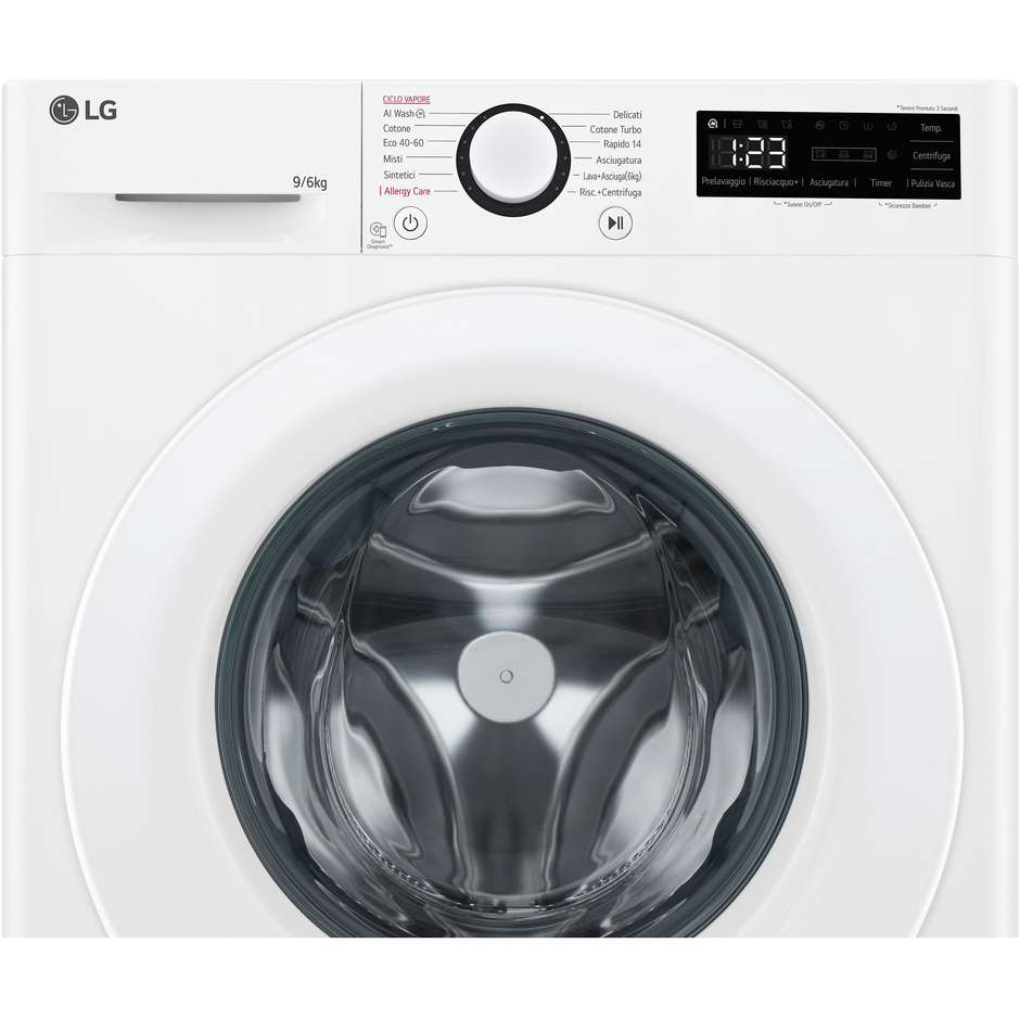 LG D4R3009NSWW Lavasciuga Carica Frontale 9+6 Kg 1400 Giri/min Classe D Colore Bianco