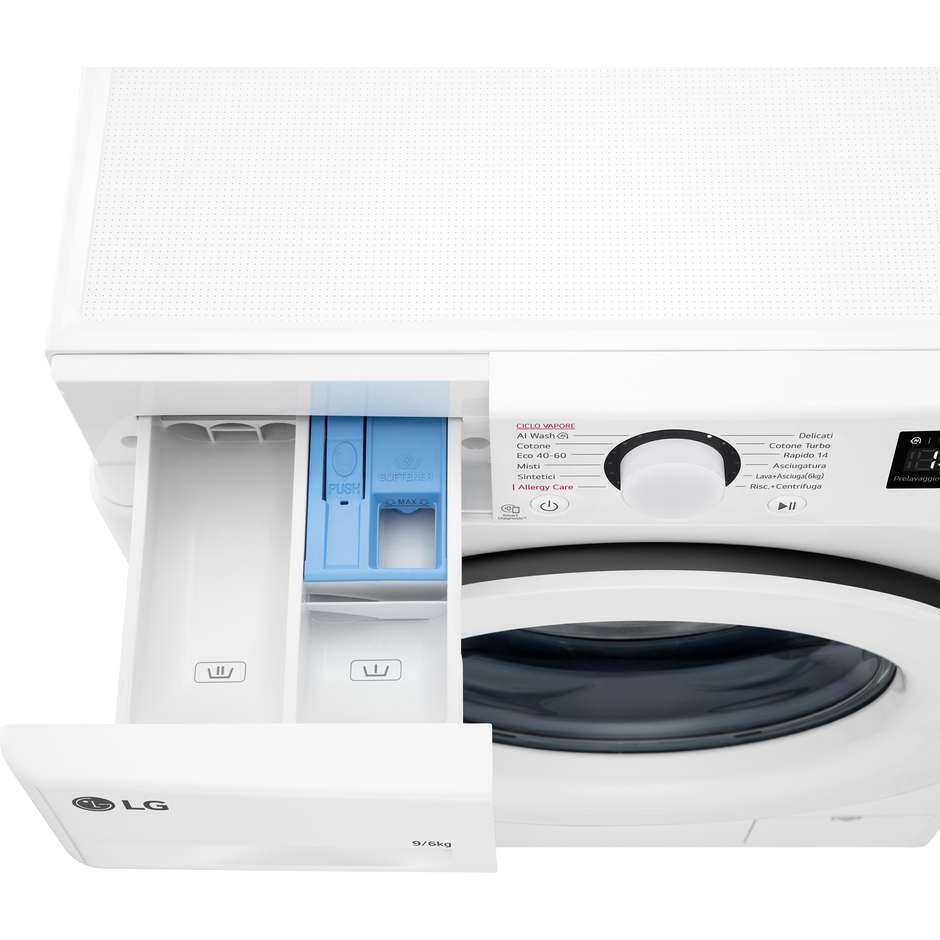 LG D4R3009NSWW Lavasciuga Carica Frontale 9+6 Kg 1400 Giri/min Classe D Colore Bianco