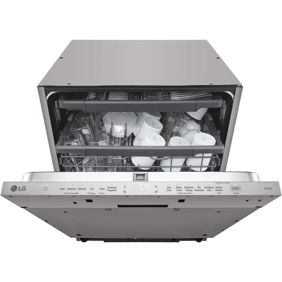 LG DB243TX Lavastoviglie a scomparsa totale 14 Coperti 10 Programmi Classe D Wi-Fi Colore Acciaio inox
