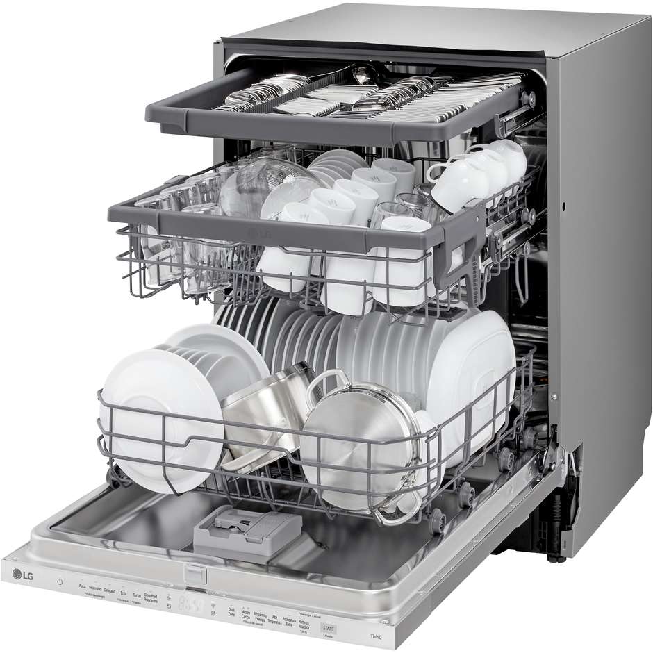 LG DB243TX Lavastoviglie a scomparsa totale 14 Coperti 10 Programmi Classe D Wi-Fi Colore Acciaio inox