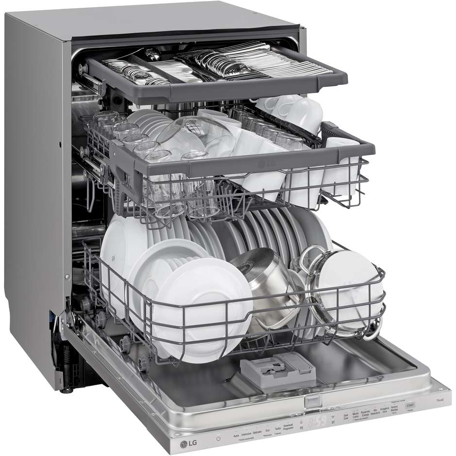 LG DB243TX Lavastoviglie a scomparsa totale 14 Coperti 10 Programmi Classe D Wi-Fi Colore Acciaio inox
