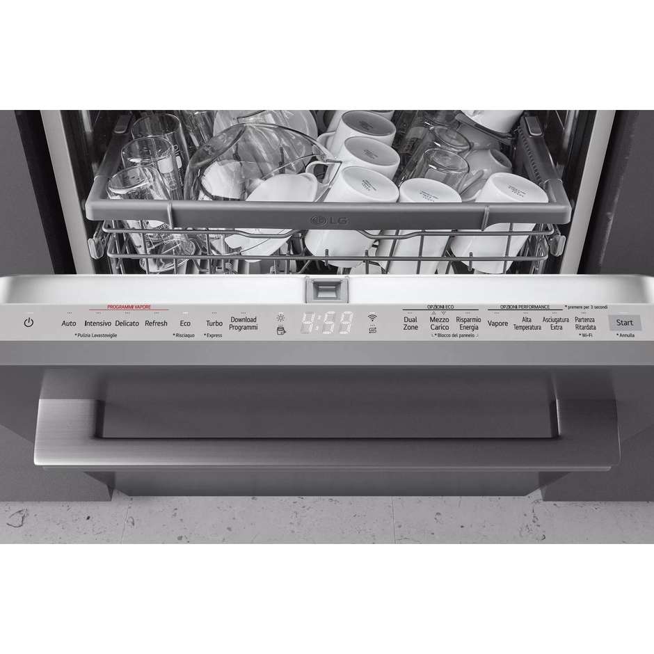 LG DB365TXS Lavastoviglie a Scomparsa Totale 60 cm 14 Coperti Classe A TrueSteam QuadWash Smart Inverter Wi-Fi