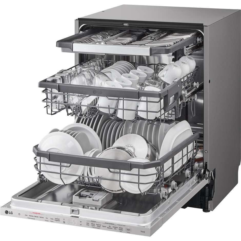 LG DB365TXS Lavastoviglie a Scomparsa Totale 60 cm 14 Coperti Classe A TrueSteam QuadWash Smart Inverter Wi-Fi