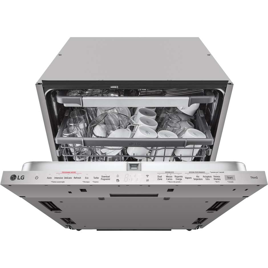 LG DB365TXS Lavastoviglie da Incasso a Scomparsa Totale 60 cm Standard 14 Coperti 10 Programmi Classe B 43 dB Cestelli Modulari