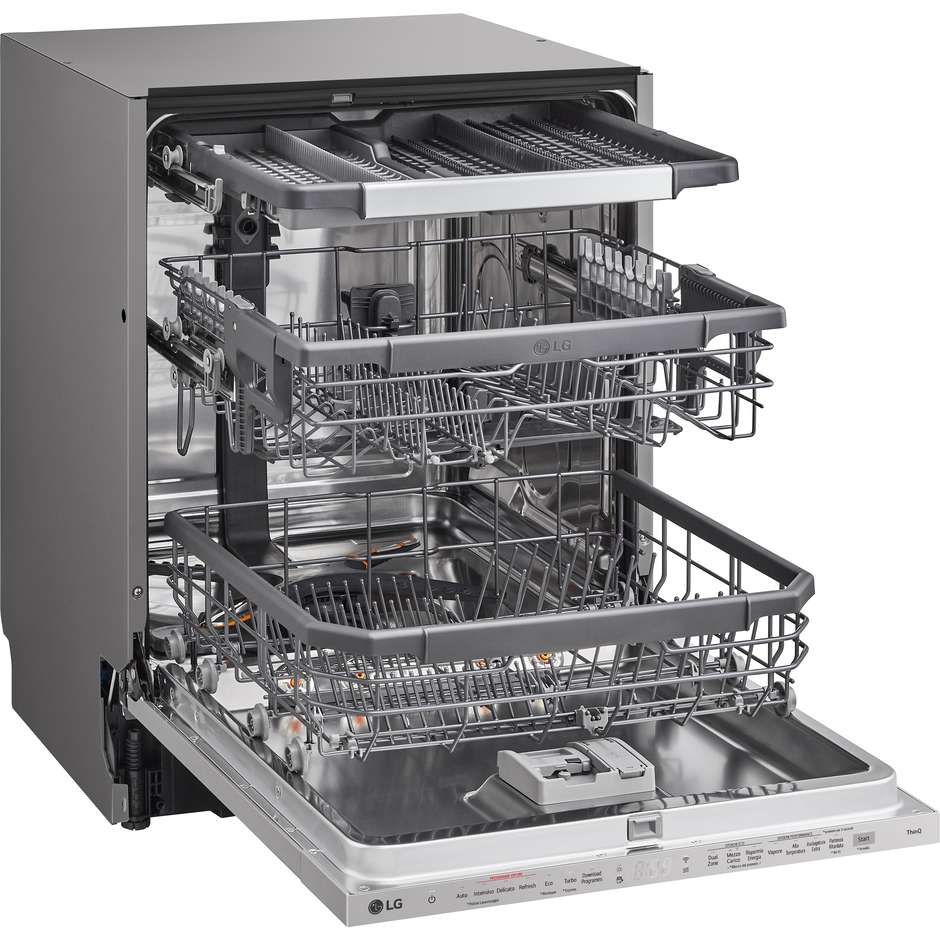 LG DB365TXS Lavastoviglie da Incasso a Scomparsa Totale 60 cm Standard 14 Coperti 10 Programmi Classe B 43 dB Cestelli Modulari