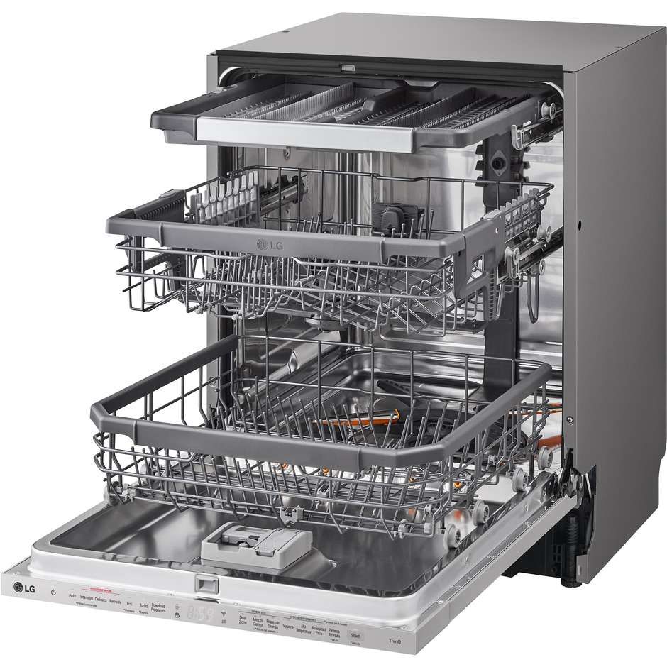 LG DB365TXS Lavastoviglie da Incasso a Scomparsa Totale 60 cm Standard 14 Coperti 10 Programmi Classe B 43 dB Cestelli Modulari