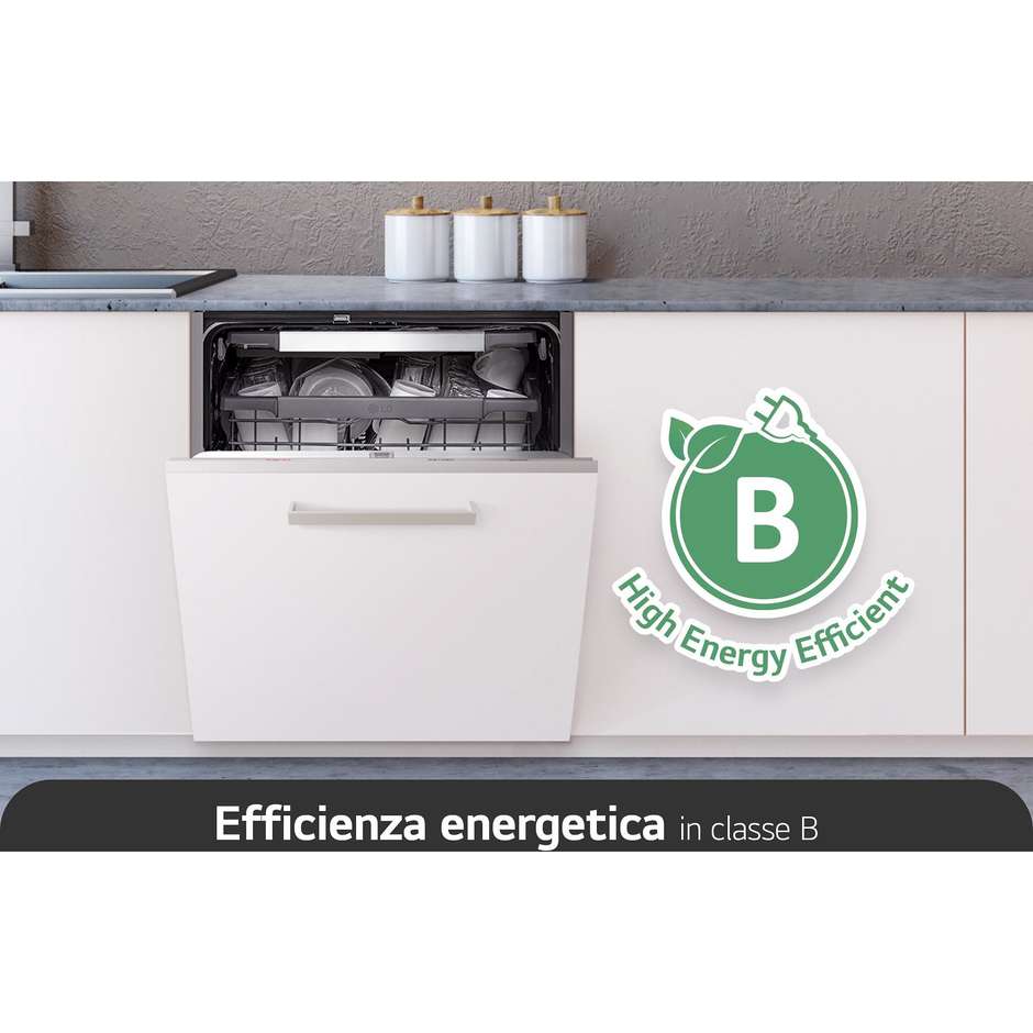 LG DB365TXS QuadWash lavastoviglie a scomparsa totale, 14 coperti, TrueSteam, Wi-Fi