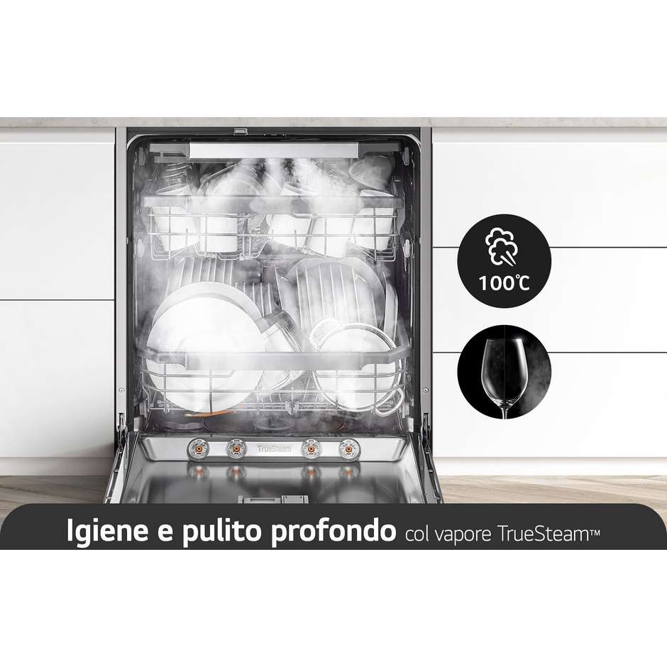 LG DB365TXS QuadWash lavastoviglie a scomparsa totale, 14 coperti, TrueSteam, Wi-Fi