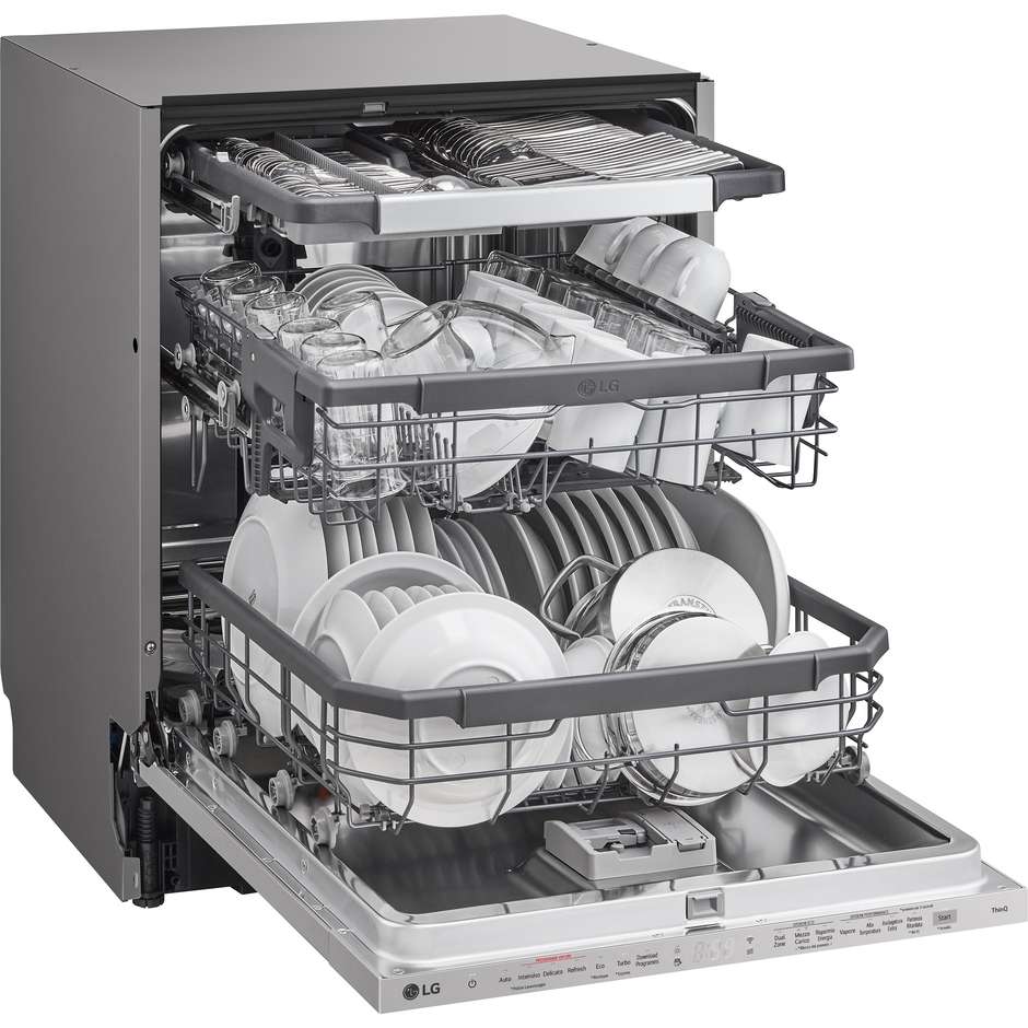 LG DB365TXS QuadWash lavastoviglie a scomparsa totale, 14 coperti, TrueSteam, Wi-Fi
