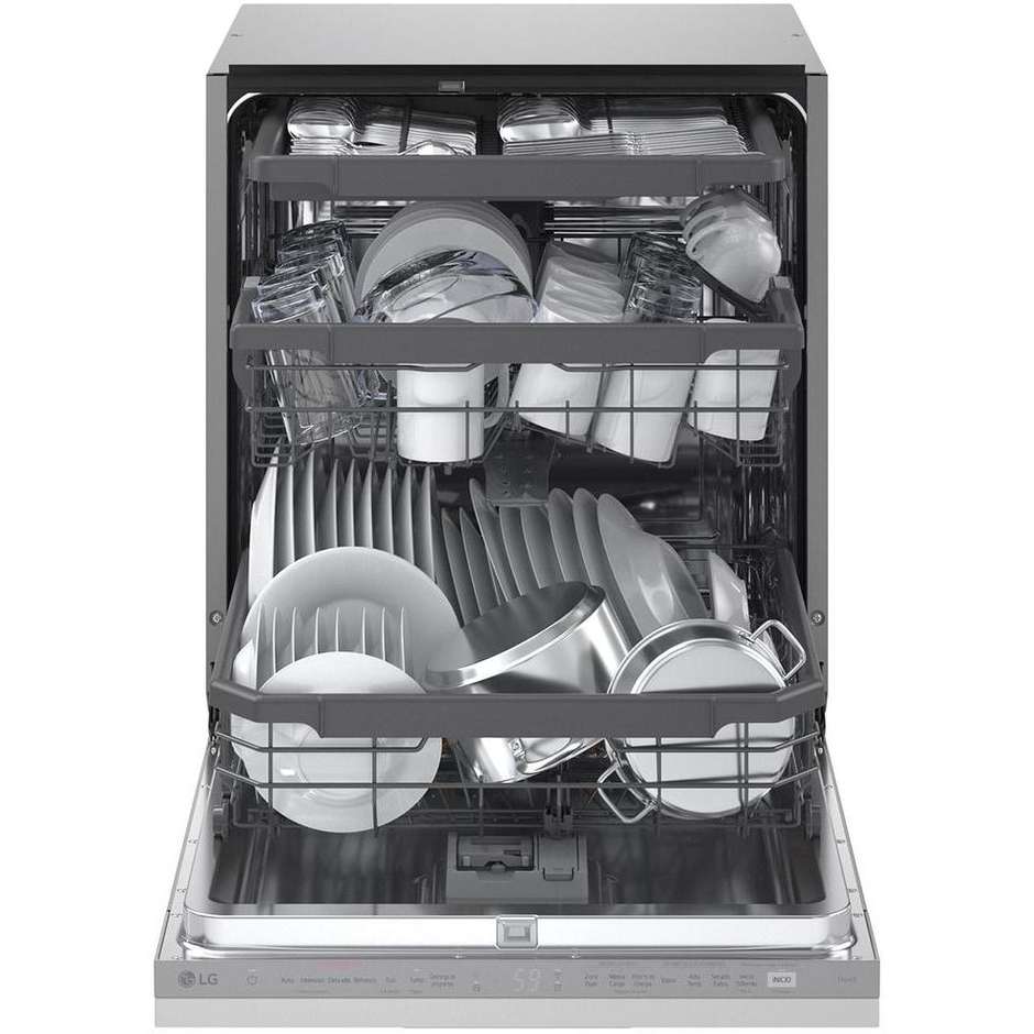 LG DB375TXS Lavastoviglie a Scomparsa Totale 60 cm 14 Coperti Classe A Vapore