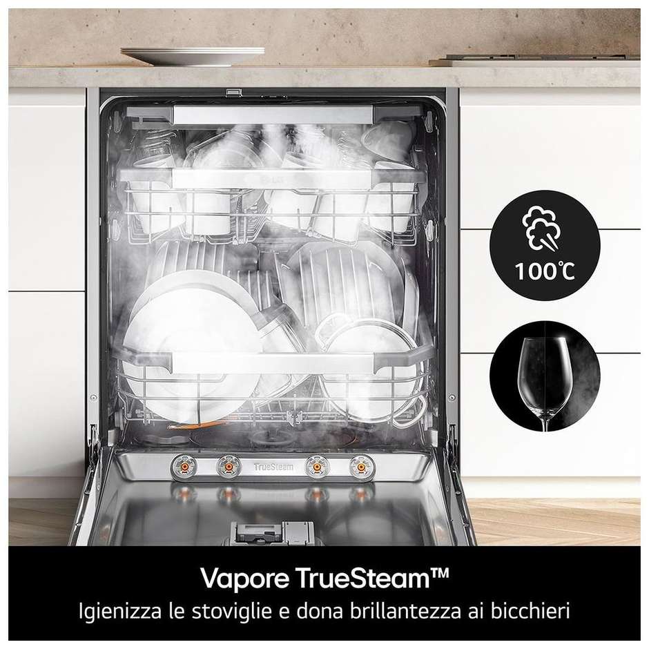 LG DB375TXS Lavastoviglie a Scomparsa Totale 60 cm 14 Coperti Classe A Vapore