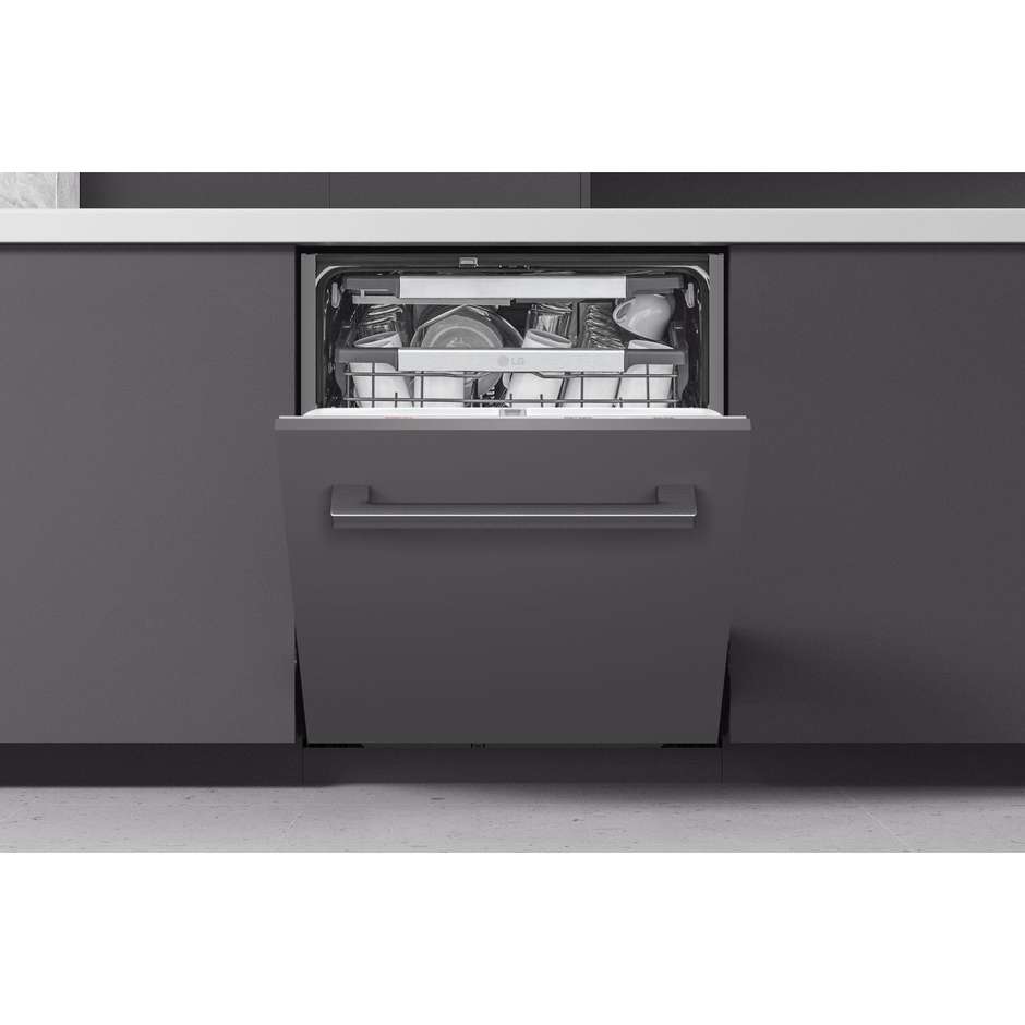 LG DB475TXS Lavastoviglie a Scomparsa Totale 60 cm 14 Coperti Classe A TrueSteam QuadWash Apertura Automatica Wi-Fi