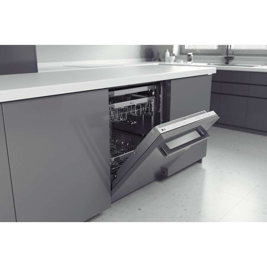 LG DB475TXS Lavastoviglie a Scomparsa Totale 60 cm 14 Coperti Classe A TrueSteam QuadWash Apertura Automatica Wi-Fi