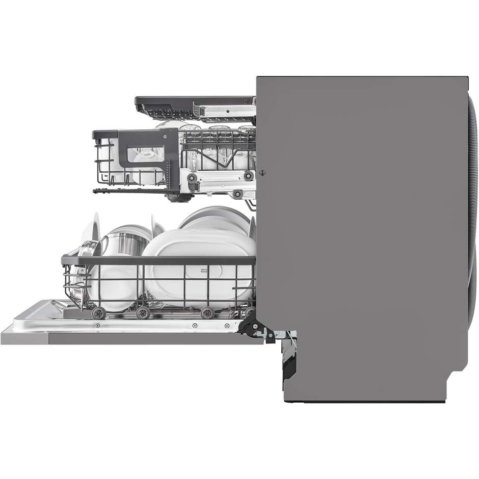 LG DB475TXS Lavastoviglie a Scomparsa Totale 60 cm 14 Coperti Classe A TrueSteam QuadWash Apertura Automatica Wi-Fi