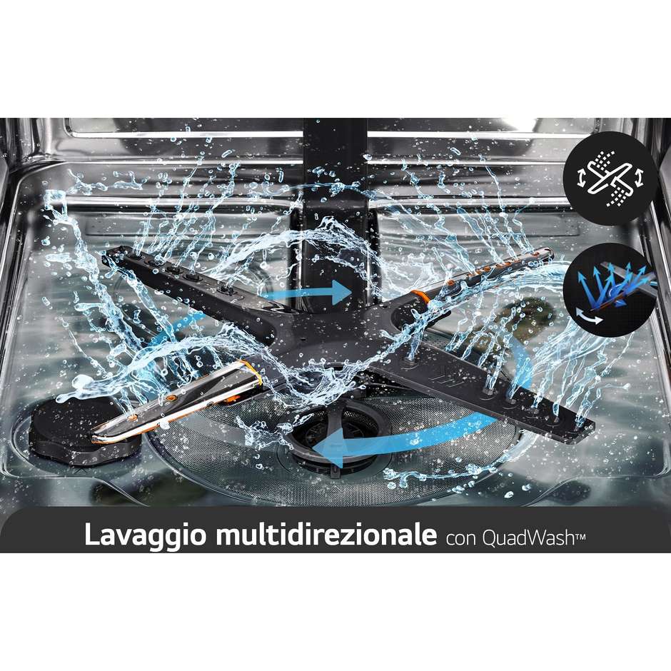 LG DB475TXS Lavastoviglie da Incasso a Scomparsa Totale 60 cm Standard 14 Coperti 10 Programmi Classe A 43 dB Cestelli Modulari