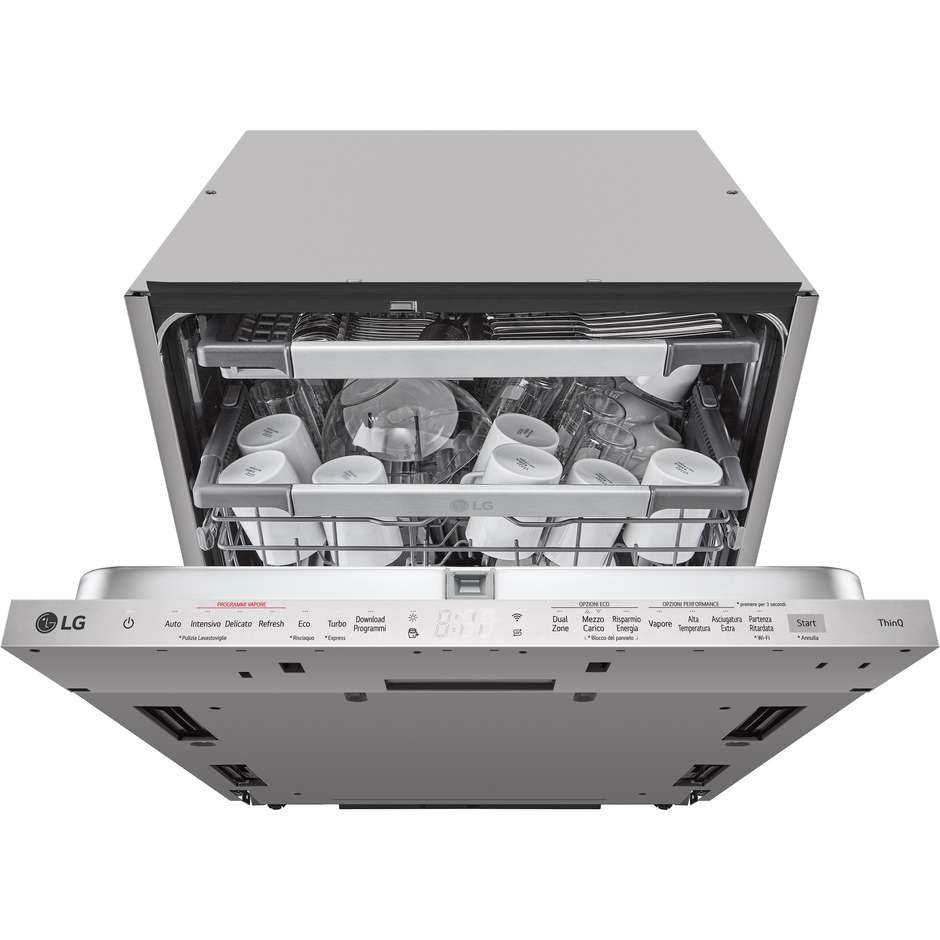 LG DB475TXS QuadWash lavastoviglie a scomparsa totale, 14 coperti, TrueSteam, classe A