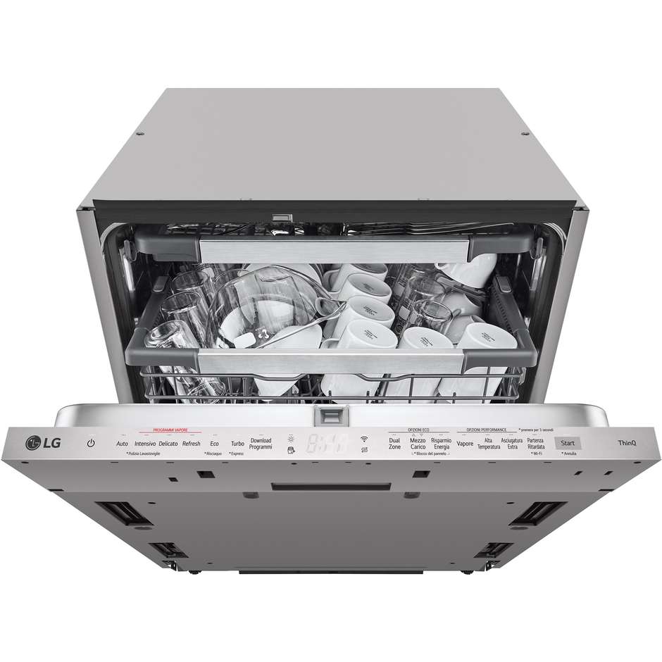 LG DB597TXS Lavastoviglie a Scomparsa Totale 60 cm 14 Coperti Classe A TrueSteam QuadWash Smart Wi-Fi