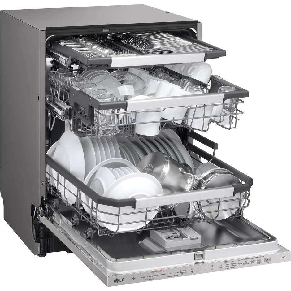 LG DB597TXS Lavastoviglie a Scomparsa Totale 60 cm 14 Coperti Classe A TrueSteam QuadWash Smart Wi-Fi