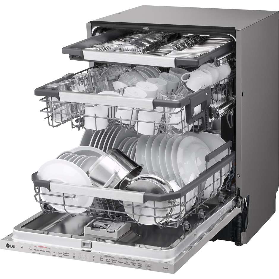 LG DB597TXS Lavastoviglie a Scomparsa Totale 60 cm 14 Coperti Classe A TrueSteam QuadWash Smart Wi-Fi