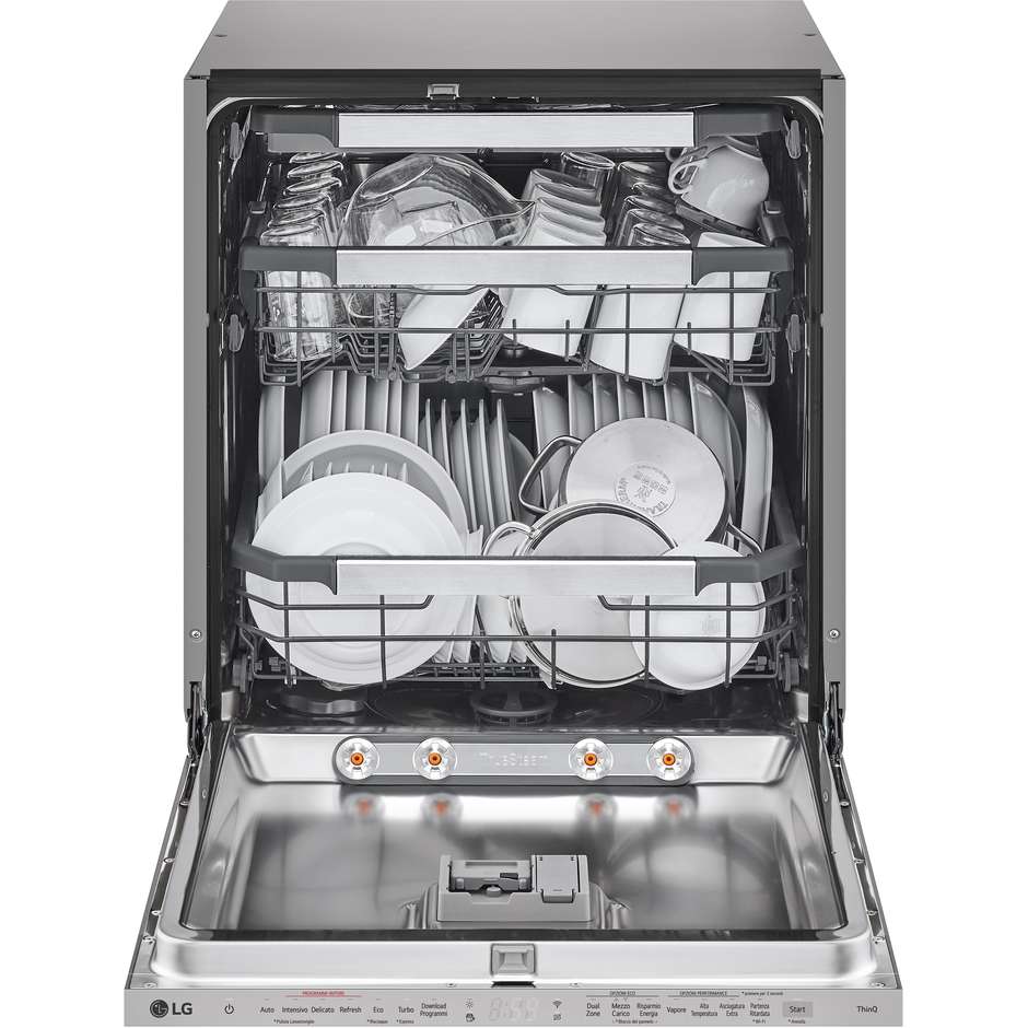 LG DB597TXS Lavastoviglie da Incasso a Scomparsa Totale 60 cm Standard 14 Coperti 10 Programmi Classe A 43 dB Cestelli Modulari