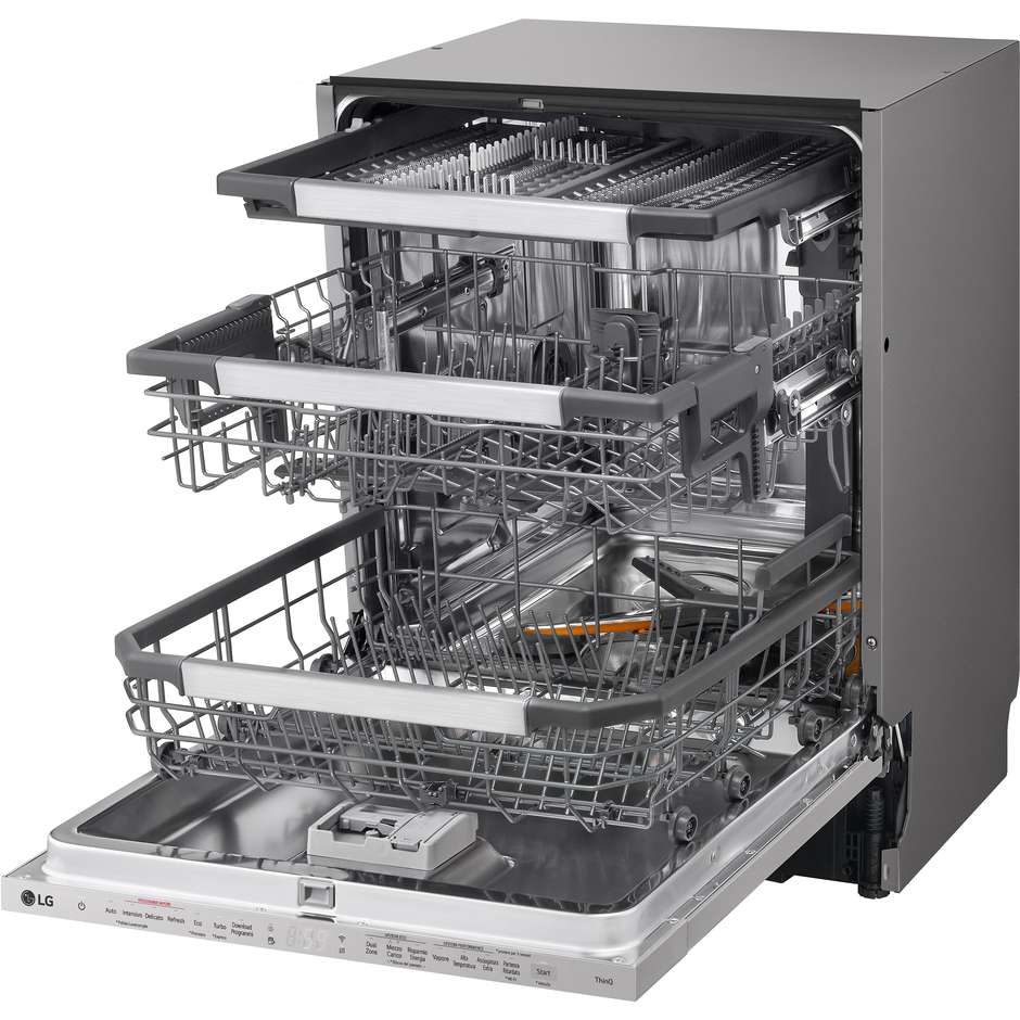 LG DB597TXS Lavastoviglie da Incasso a Scomparsa Totale 60 cm Standard 14 Coperti 10 Programmi Classe A 43 dB Cestelli Modulari