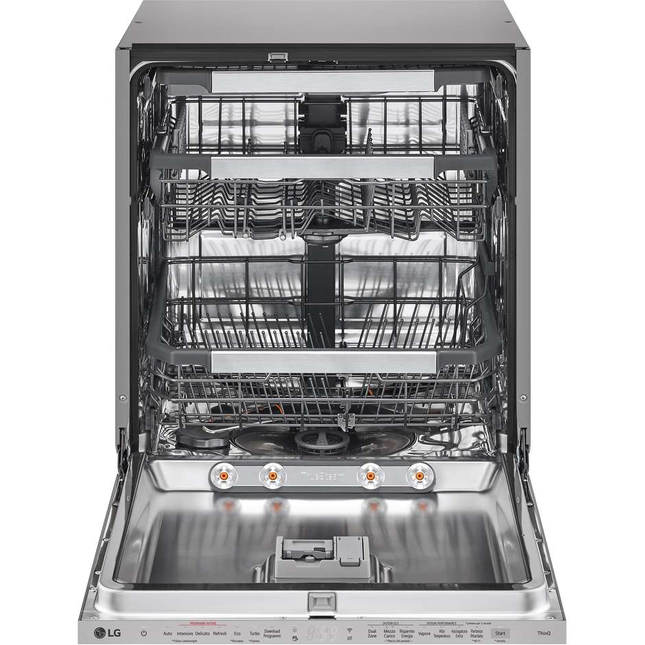 LG DB597TXS Lavastoviglie da Incasso a Scomparsa Totale 60 cm Standard 14 Coperti 10 Programmi Classe A 43 dB Cestelli Modulari