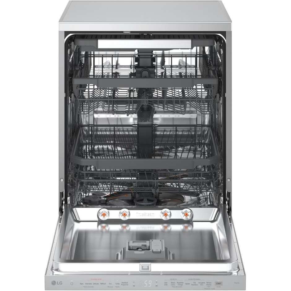 LG DF375HVS Lavastoviglie 14 Coperti Classe A TrueSteam Wi-Fi Argento