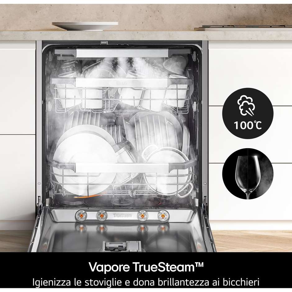 LG DF375HVS Lavastoviglie 14 Coperti Classe A TrueSteam Wi-Fi Argento