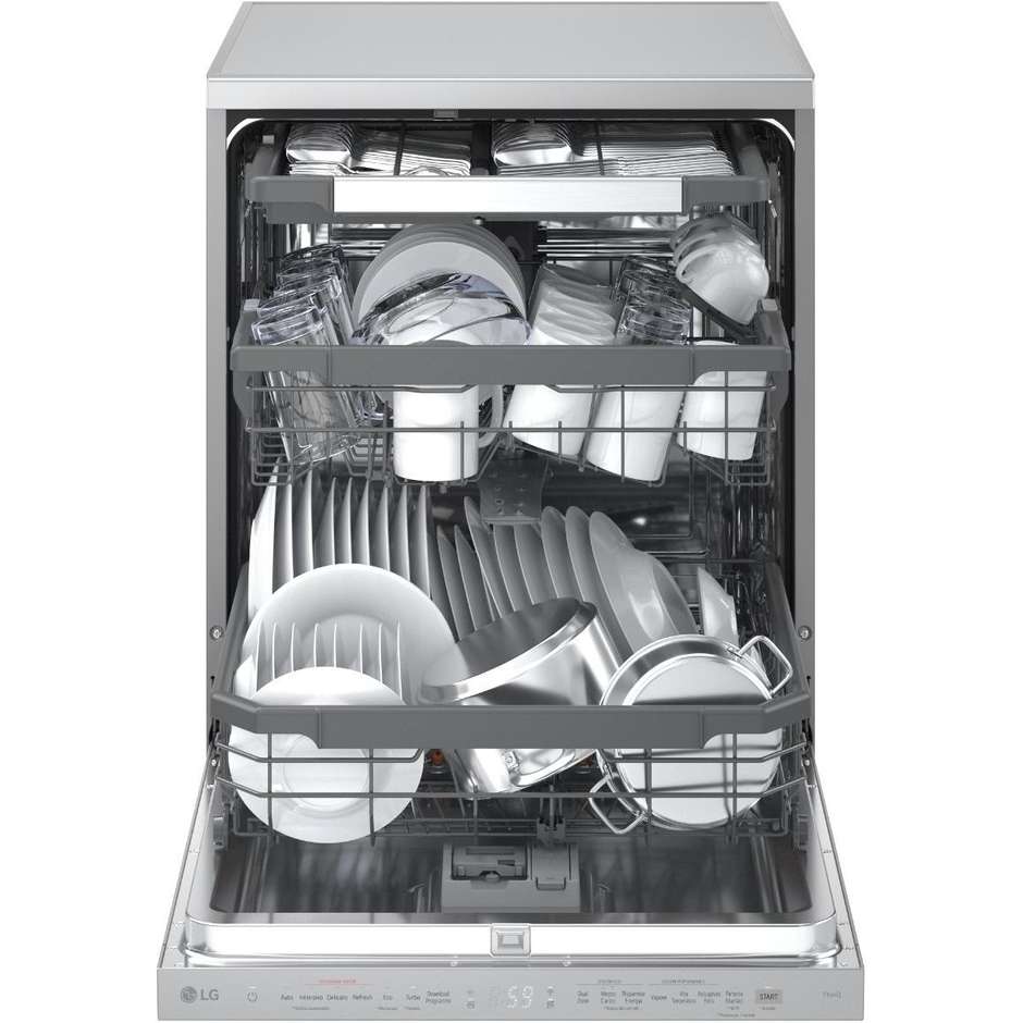 LG DF375HVS Lavastoviglie 14 Coperti Classe A TrueSteam Wi-Fi Argento
