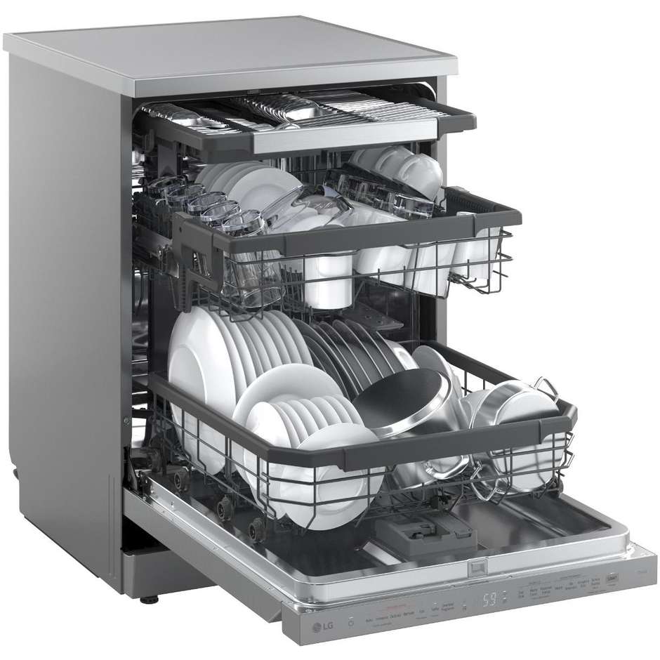 LG DF375HVS Lavastoviglie 14 Coperti Classe A TrueSteam Wi-Fi Argento