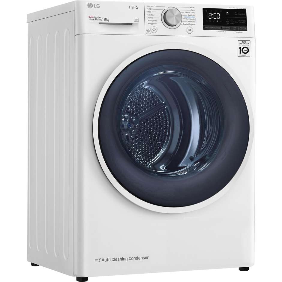 LG DUAL Inverter Heat Pump RH80V9AVHN Asciugatrice 8 kg Condensatore Autopulente Eco Hybrid 62 dB